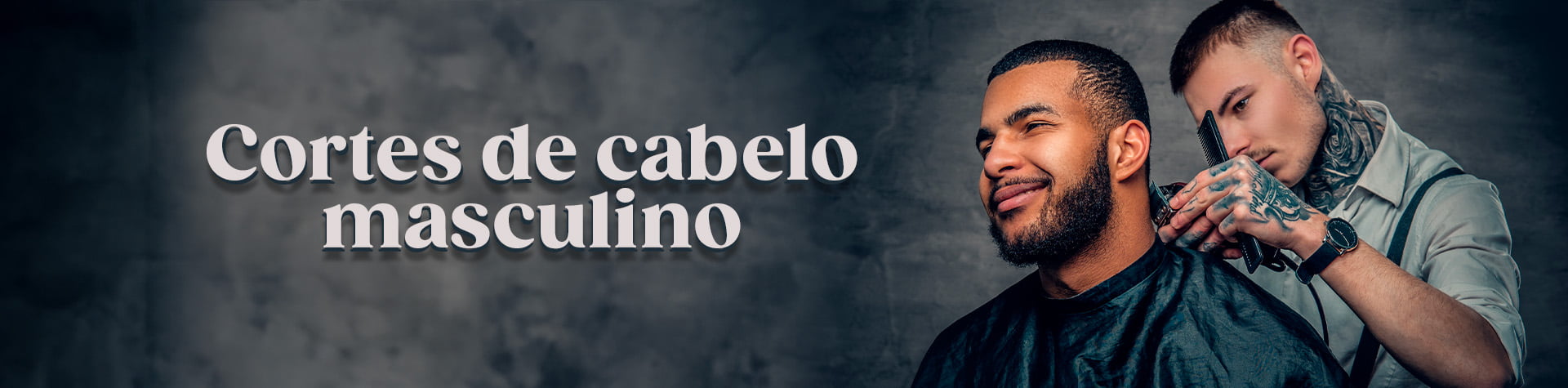 banner azul marinho com homem de cabelos cacheados