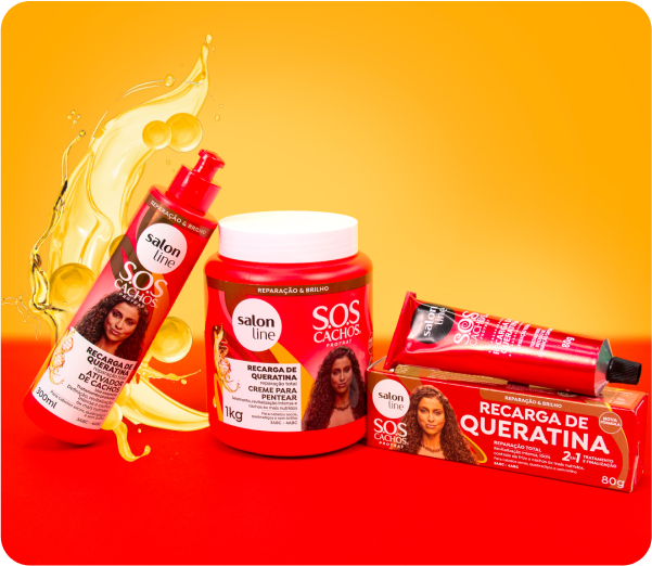 três produtos da Salon Line na cor vermelha