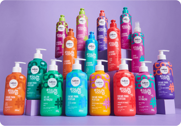 vários produtos bem coloridos da Salon Line